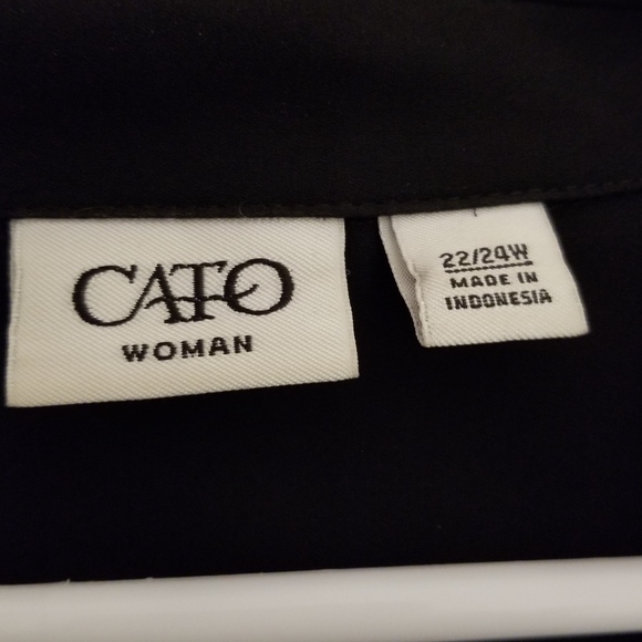 Cato 3/4 Sleeve Sheer Black Button Up Blouse - Picture 5 of 7